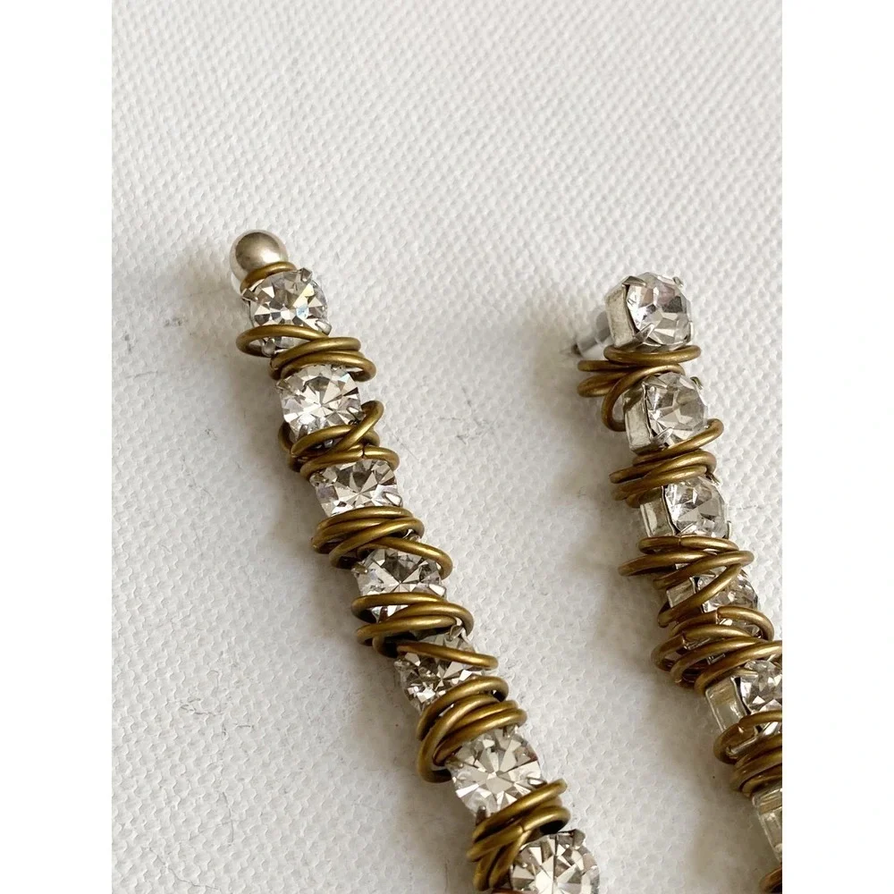 Moutton Collet Gold Silver X Project Earring Silver Plate Swarovski Crystal $185 - Picture 3 of 5